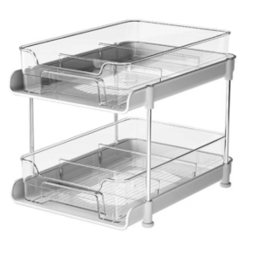 Suport cu 2 rafturi retractabile 2 nivele si 6 compartimente de depozitare