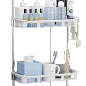 Suport depozitare multifunctional deasupra vasului wc cu doua rafturi Alb
