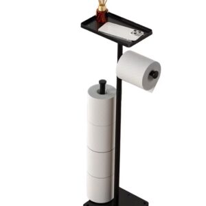 Suport metalic pentru hartia igienica cu polita pentru accesorii 2 spatii de stocare