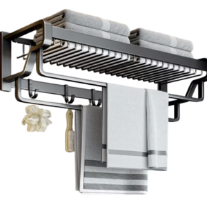 Suport prosoape baie aluminiu spatial lungime 45 cm Negru