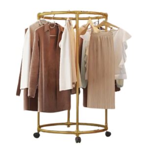 Suport rotund din otel Inoxidabil pentru haine cu roti finisaj cromat capacitate 40 kg