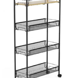 Suport slim metalic cu 4 nivele 1 polita din MDF rotativ 360 grade