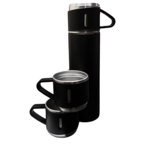 Termos 500 ml + 2 cesti otel inoxidabil negru