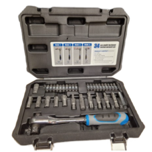 Trusa 34 piese biti clichet cu prindere dubla 1/4 biti si 3/8 tubulare