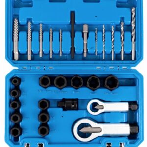 Trusa Extractoare Suruburi 28 piese cu Piulite Burghie si 2 Prese taiat Piulita