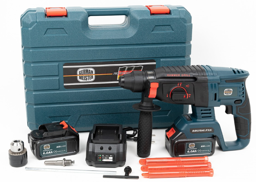 Trusa ciocan rotopercutor German Meister cu 2 acumulatori 36V - 6 ah