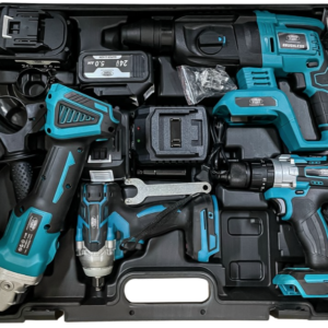 Trusa completa 4 Piese 24V 5AH ce contine : Rotopercutor Bormasina Autofiletanta de impact si Flex