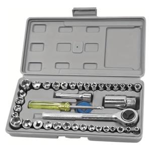 Trusa de chei tubulare 40 de piese sistem metric si SAE cutie gri