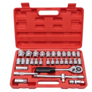 Trusa de scule cu 32 piese chei tubulare si clichet