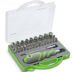 Trusa surubelnita cu biti si tubulare verde 41 piese
