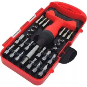 UB Trusa surubelnita rosie cu maner 25 piese biti de precizie