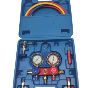 Trusa verificat AC cu 2 manometre 2 Robineti 2 mufe si 3 furtune 90cm pentru aer conditionat / Freon