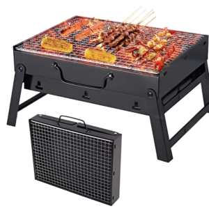 UB Gratar portabil tip valiza pentru gradina camping plaja din metal negru 27cmx35cmx23cm