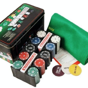 UB Set Joc de Poker cu 200 Jetoane si Cutie Metalica + Accesorii Complete HASAN