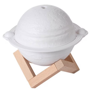 Umidificator lampa model Jupiter cu 3 moduri iluminare incarcare USB suport lemn