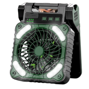 Ventilator de camping cu baterie de 10400Mah solar pentru exterior cu lumina led cu 4 viteze