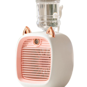 Ventilator portabil de birou cu incarcare USB si umidificare urechi pisica
